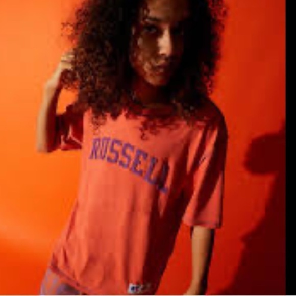 A$AP WORLDWIDE x Russell Athletic men’s  Rust Logo T-Shirt size s small cropped - Picture 1 of 4